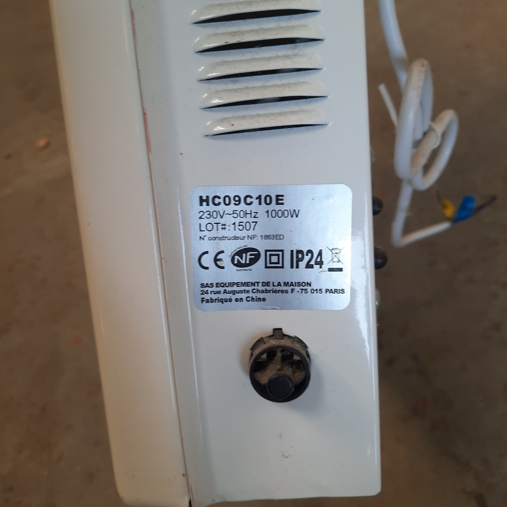 Radiateur Electrique 1000W - 44 x 41.5cm