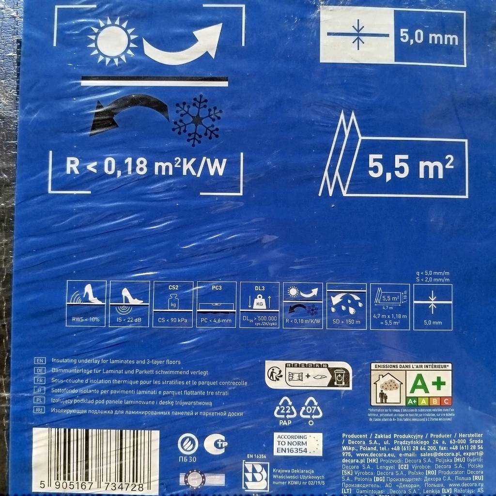 Sous Couche Thermique Sol - 5.5m² - 4700 x 1180 x 5mm