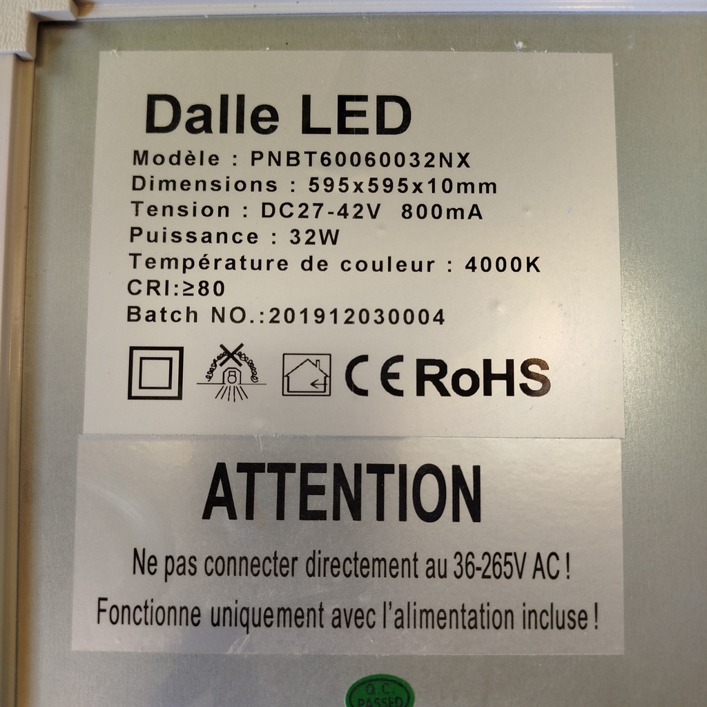 Dalle LED 32W IP44 - 60 x 60 x 0,12 cm 