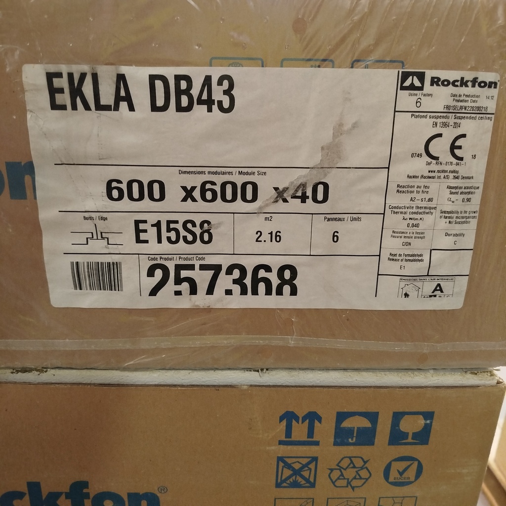 Lot Dalles Plafond Suspendu - 10.8m² - 600 x 600 x 40mm
