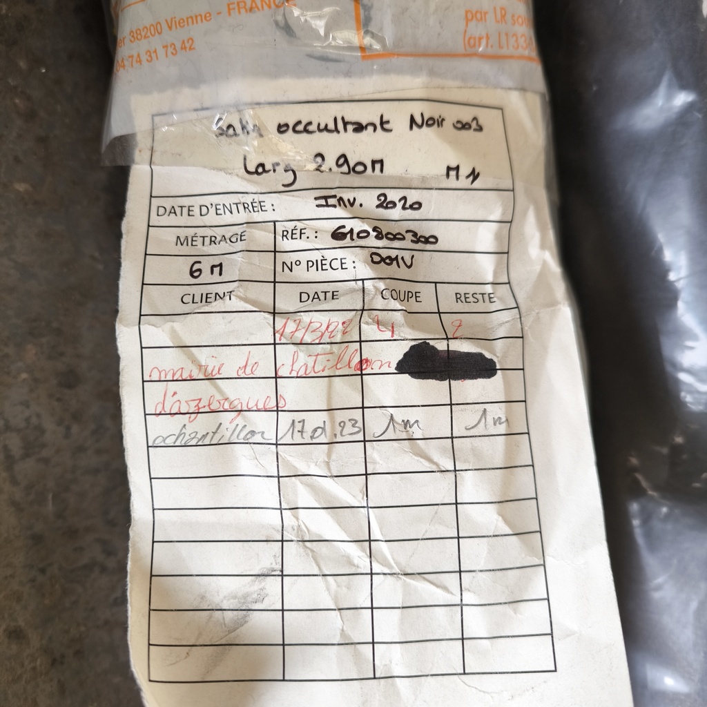 Tissu Satin Occultant Noir M1 - 250g/m² - 2.9 x 1m