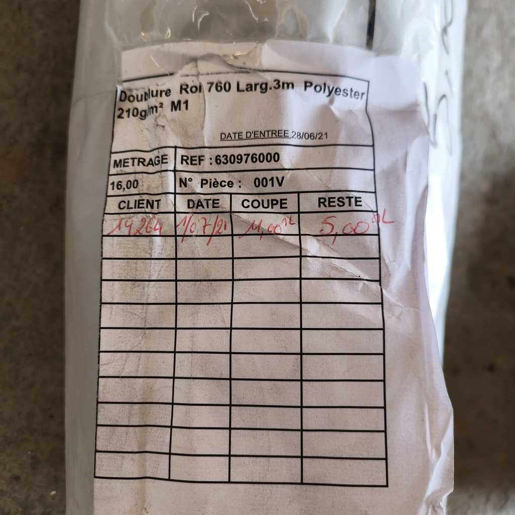 Tissu Doublure Bleu Roi M1 - 210g/m² - 1.5m