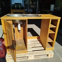 Meuble Chêne + Evier Inox - 124 x 90 x 60cm