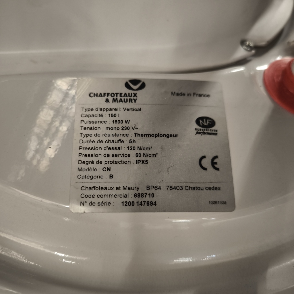 Ballon D'Eau Chaude 150L 1800W - 130 x Ø55cm 