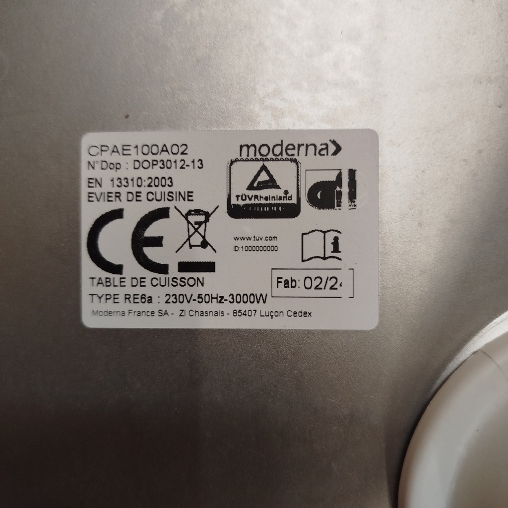 Evier Inox + Plaques Cuisson - 100 x 60 x 14cm