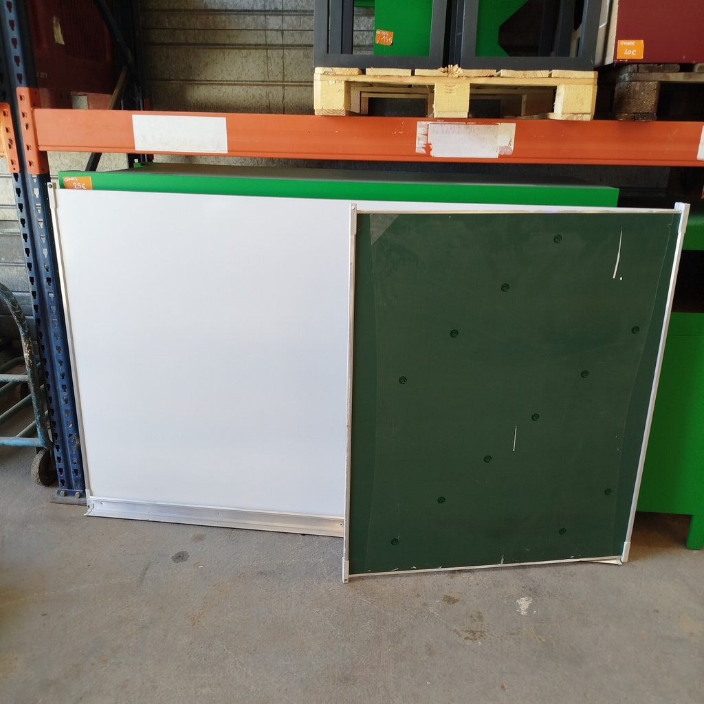 Tableau Blanc + 1 Battant Ardoise Aimanté - 300 x 122cm