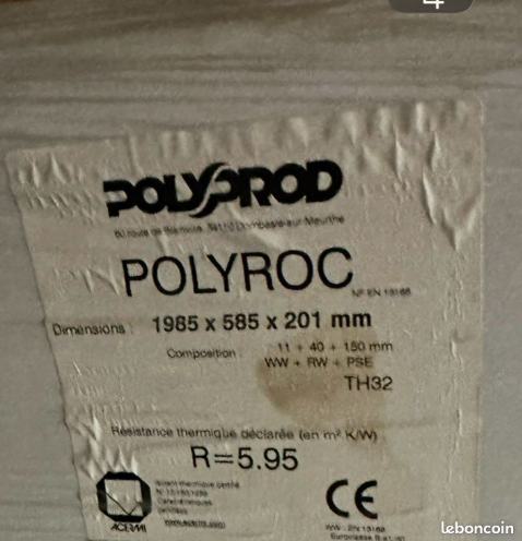 Panneau Isolant Polyroc - 2000 x 600 x 200mm