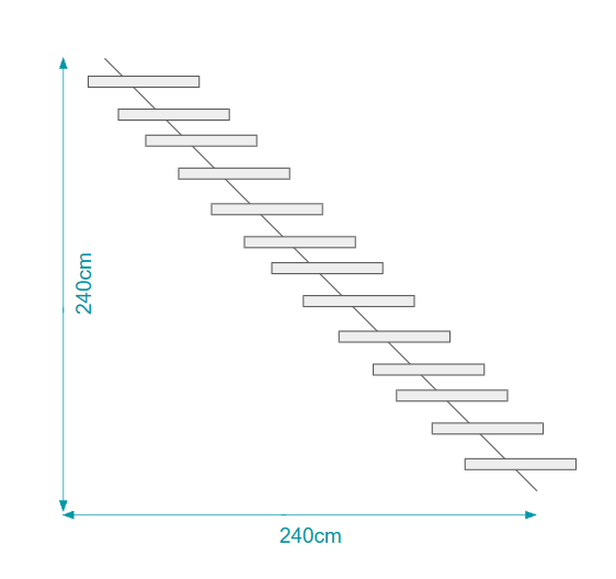 Escalier Bois Droit - 240 x 240 x 93.5cm