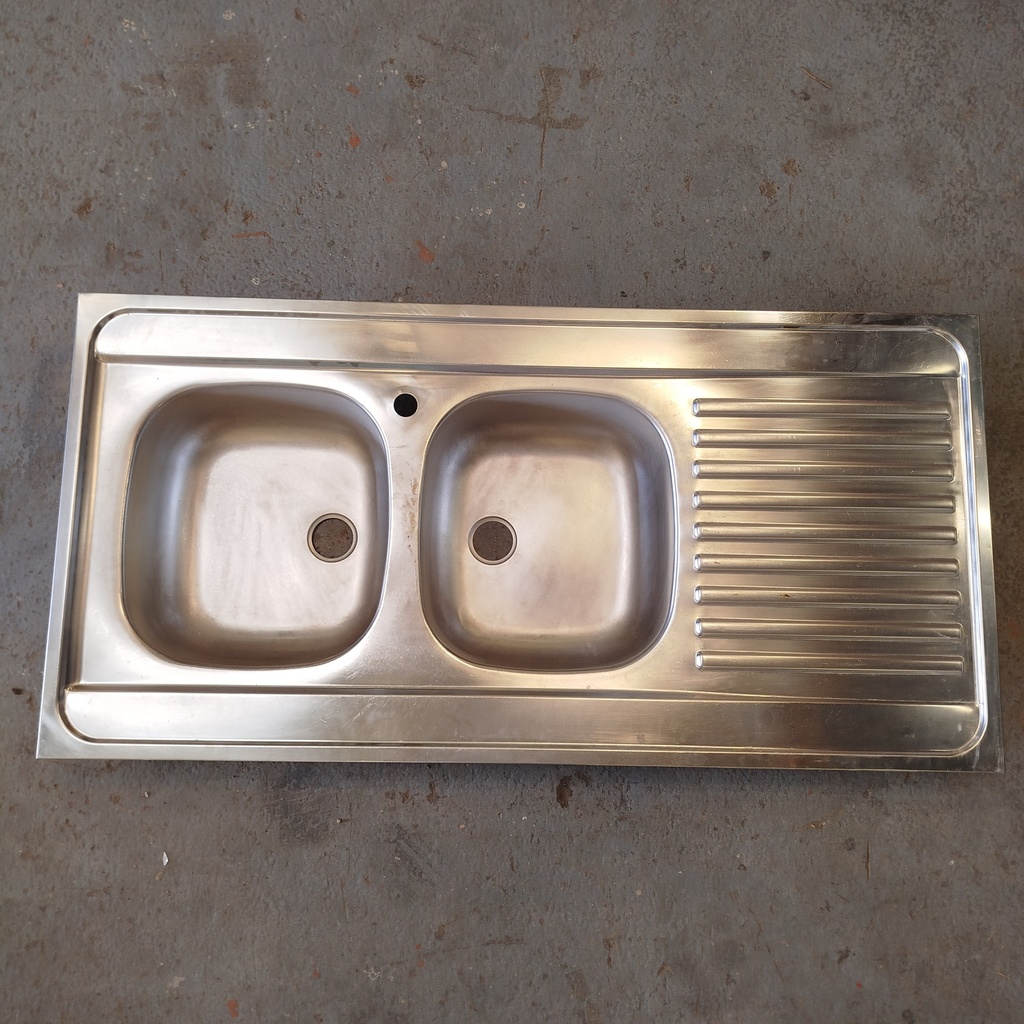 Evier Inox 2 Bacs 1 Egouttoir - 120 x 60 x 17cm