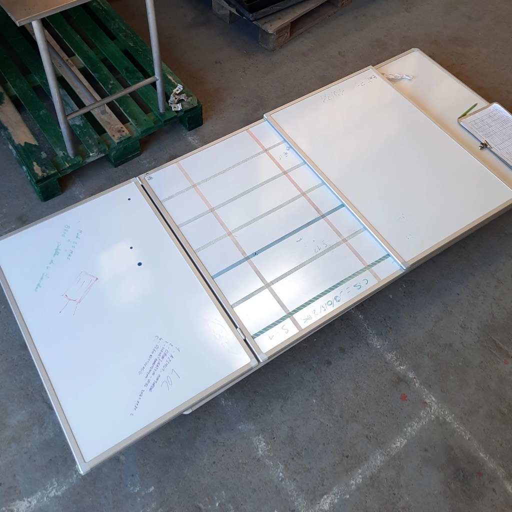 Tableau Blanc Aimanté 1 Fixe + 2 Battants- 242 x 90cm