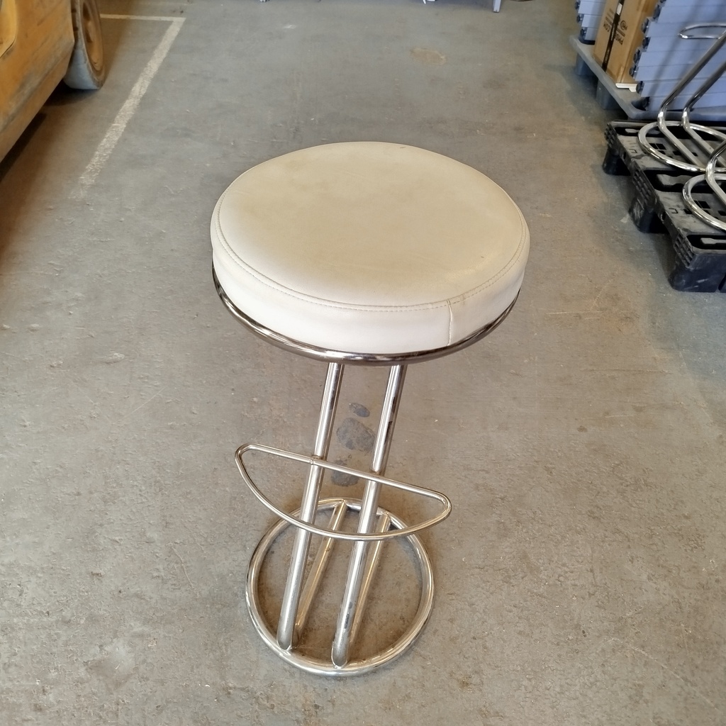 Chaise Haute Blanche Simili Cuir + Acier