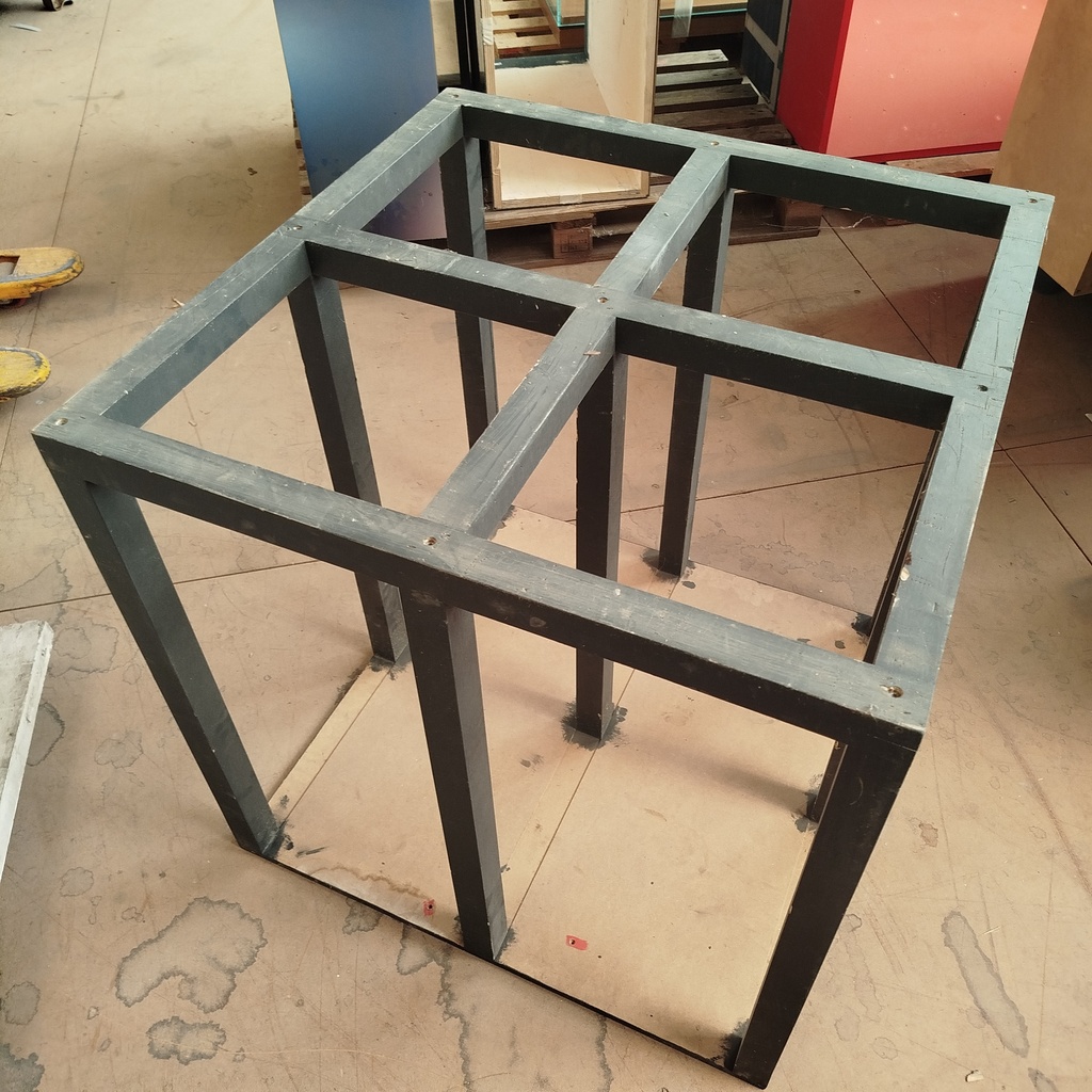 Module Table MDF Pieds Bois Massif - 74 x 74 x 74cm 