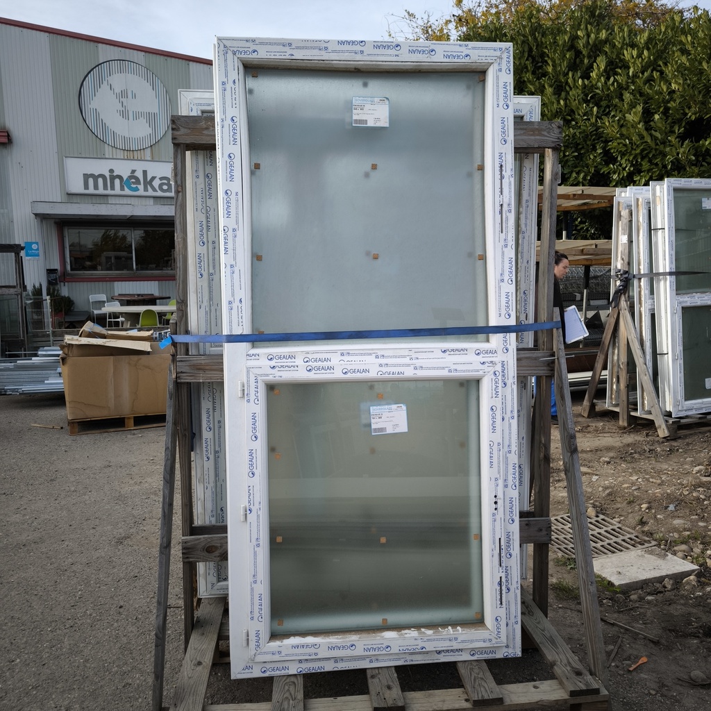 Menuiserie PVC 1 Fixe + 1 Ouvrant Oscillo-Battant - 2015 x 910 x 60mm