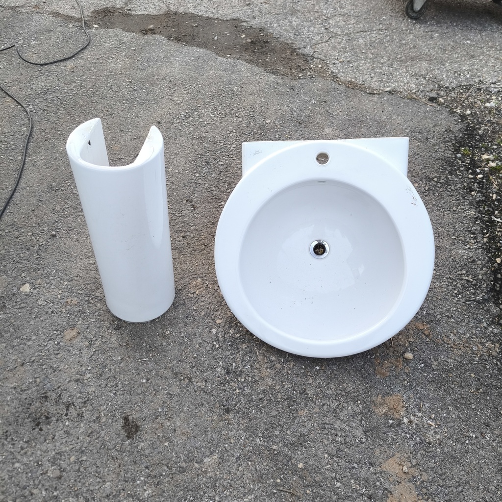 Lavabo + Colonne Céramique Blanc - 68 x 65 x 65cm