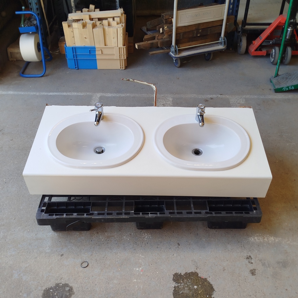 Plan Double Vasques Céramique - 130 x 57 x 18cm