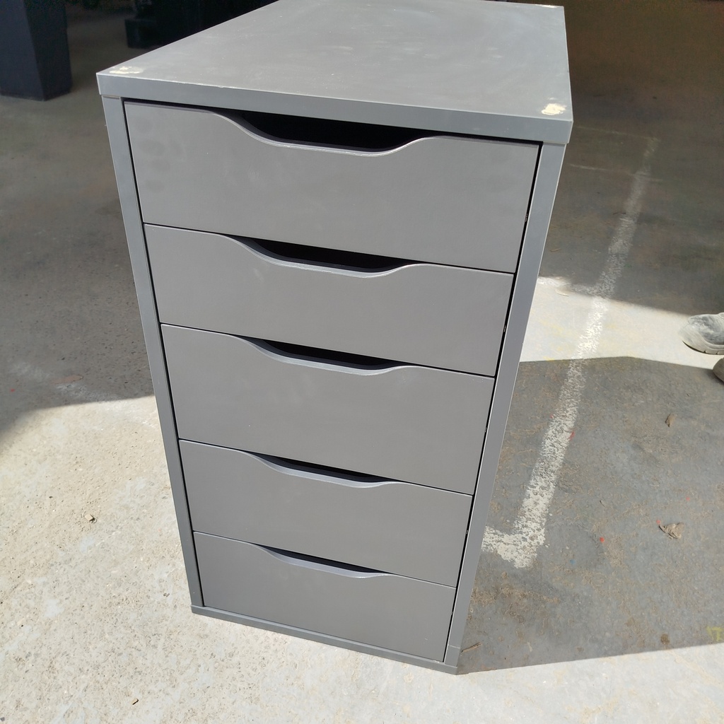 Meuble Bureau Gris 5 Tiroirs - 69 x 58 x 36cm
