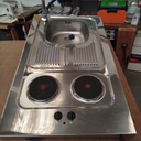 Evier Cuisine Inox + Plaques Cuisson - 100 x 60 x 14cm