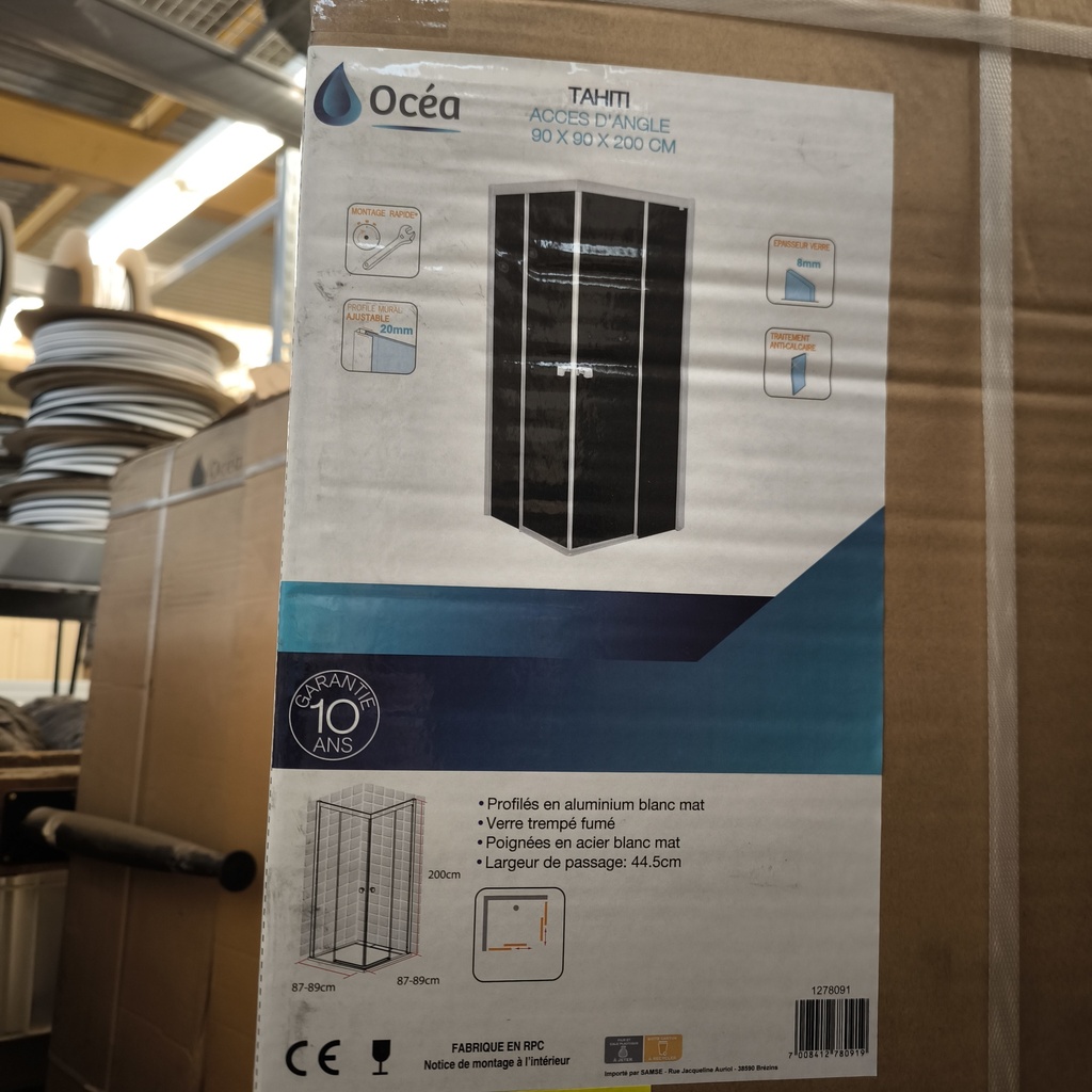 Paroi De Douche Accès D'Angle TAHITI OCEA - 200 x 90 x 90cm