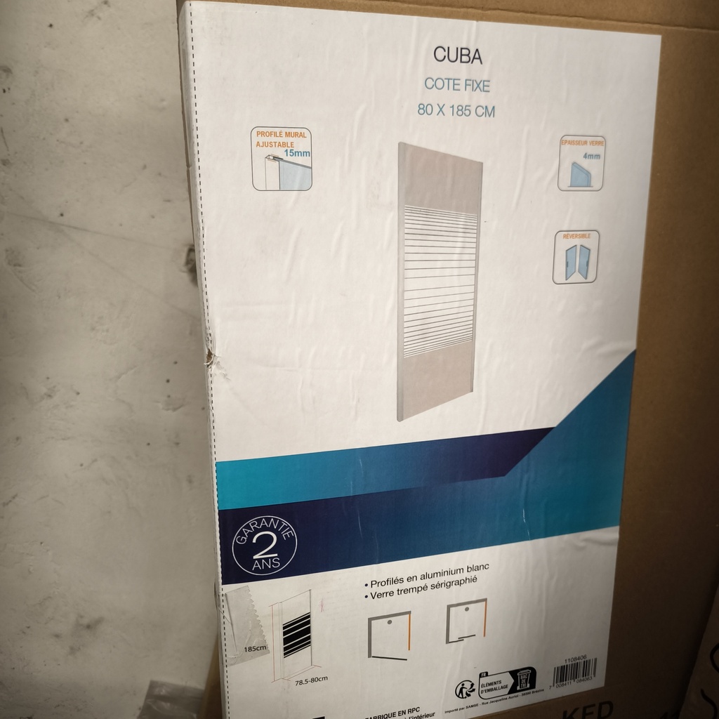 Paroi De Douche Fixe CUBA OCEA - 185 x 80cm
