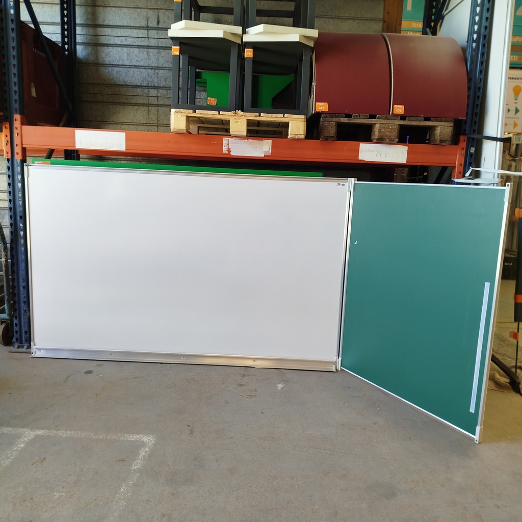 Tableau Blanc + 1 Battant Ardoise Aimanté - 300 x 122cm