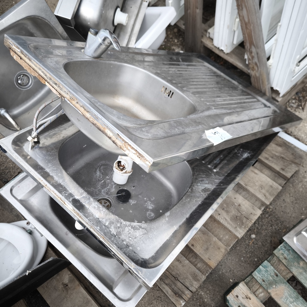 Evier Inox 1 Bac + Egouttoir - 100 x 60 x 17cm