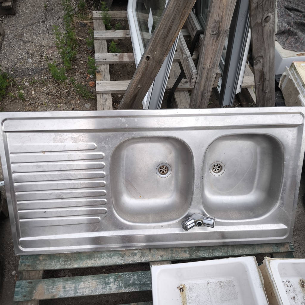 Evier Inox 2 Bacs + Egouttoir - 120 x 60 x 17cm