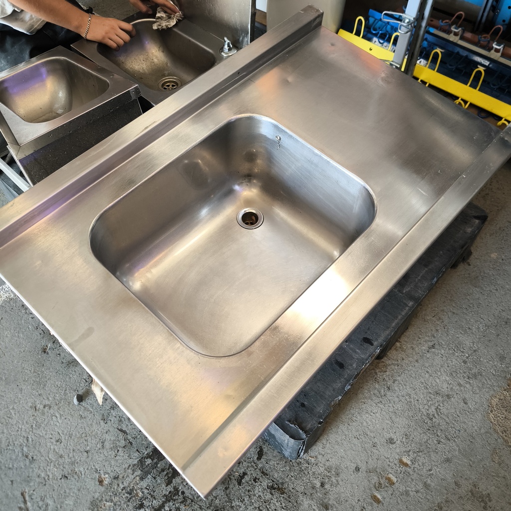 Evier Inox Cuve Profonde + Egouttoir - 100 x 64 x 25cm