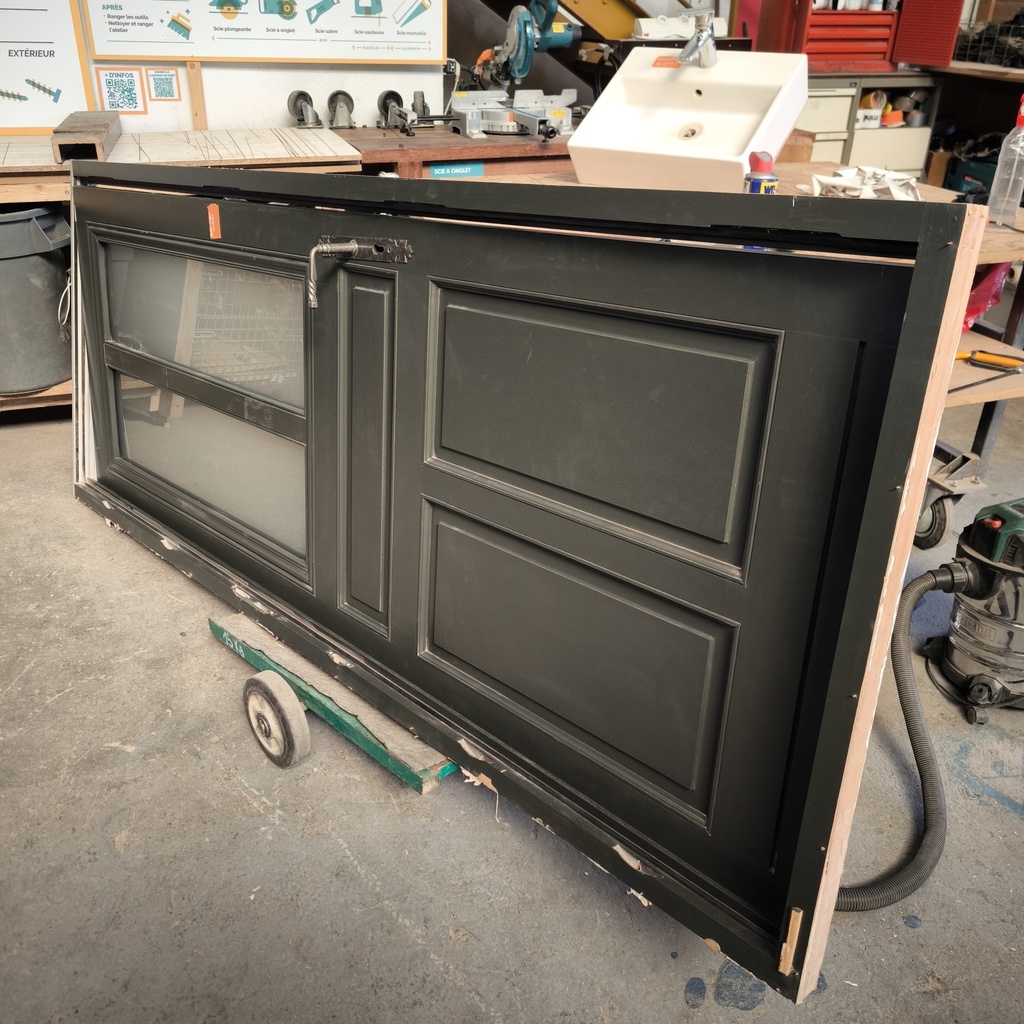 Bloc Porte D'Entrée Bois + Oculus - 2555 x 992 x 52mm