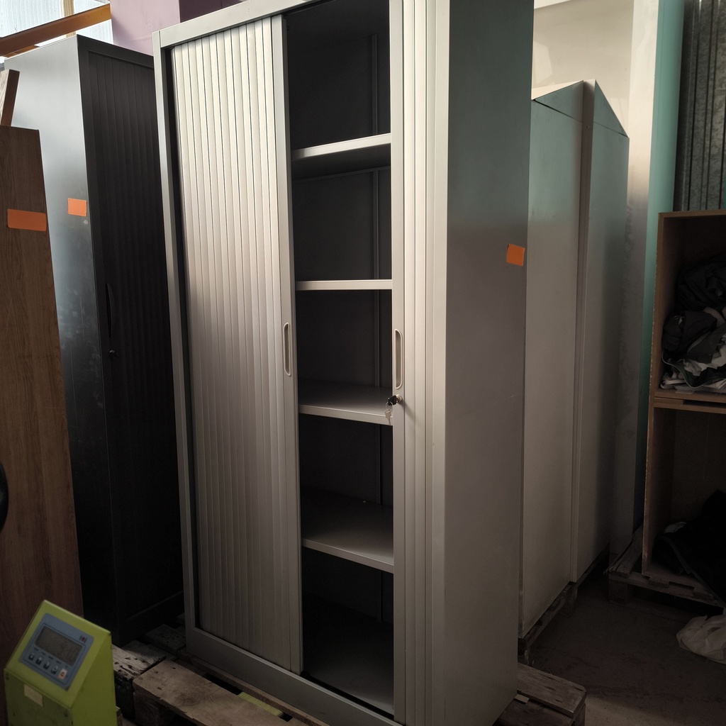 Armoire A Rideaux Métallique Gris - 198 x 100 x 44cm