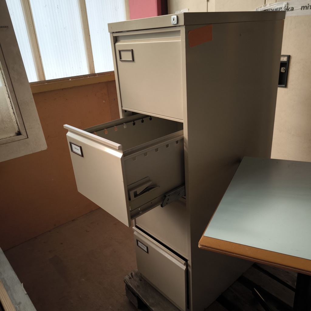 Meuble Casier Métallique Gris 4 Tiroirs - 132 x 62 x 41cm