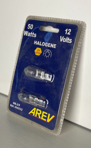 [2179-15] Ampoule AREV Halogène  G6.35 50W 12V x2