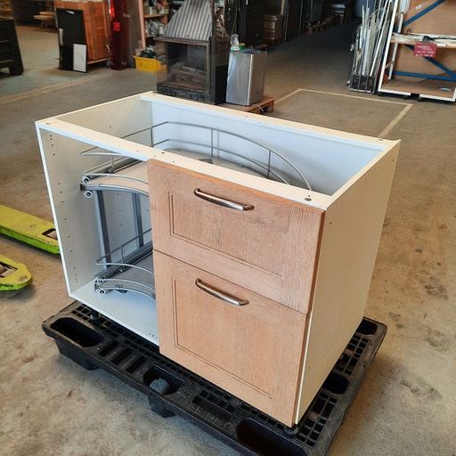 [250602NON001] Meuble Cuisine Angle Aggloméré + Porte Chêne - 100 x 70 x 56cm