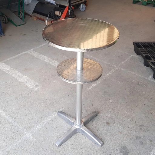 [250708BOBDEM002] Table Haute Inox Ronde - 113 x 60 x 60cm