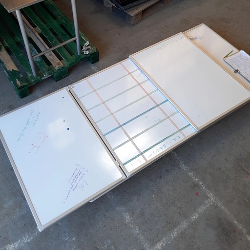 [250708BOBDEM027] Tableau Blanc Aimanté 1 Fixe + 2 Battants- 242 x 90cm