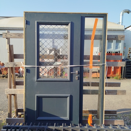 [250807PGI006] Porte Entrée Aluminium 1 Ouvrant + 1 Fixe - 2120 x 1476 x 67mm