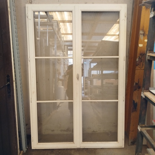 [250807PGI015] Porte Fenêtre Double Bois Massif Blanche - 2079 x 1388 x 75mm