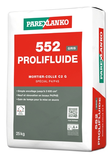 [251119SIKA03] Colle A Carrelage Grise « 552 – Prolifluide » - 25 kg