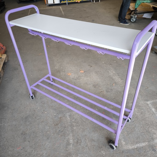 [260827PER023] Chariot Sur Roulette Avec Patères Violet - 130 x 118 x 43cm