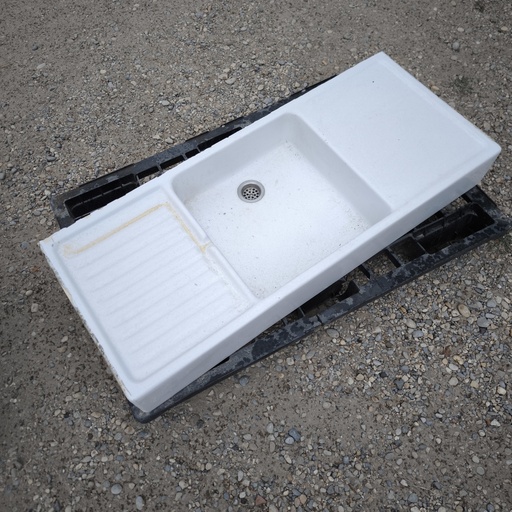 [260926DADH001] Evier Céramique Blanc - 120 x 50 x 16cm
