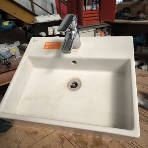 [261001PRG005] Lavabo Céramique Blanc + Mitigeur - 51 x 42.5 x 13cm