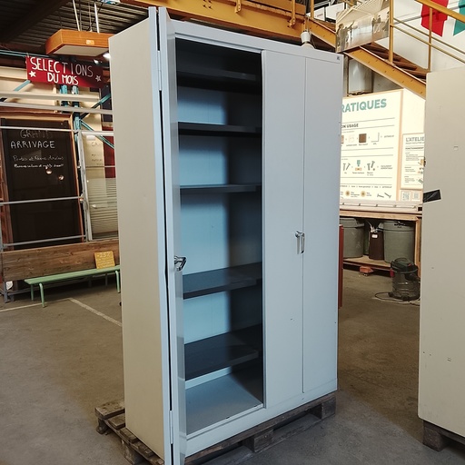 [261021FRTV005] Armoire Métallique Grise 2 Portes - 198 x 120 x 43cm
