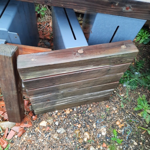 [4945] PRIX LIBRE Banc 1 Place Extérieur Acier/Bois - 60 x 60 x 57cm